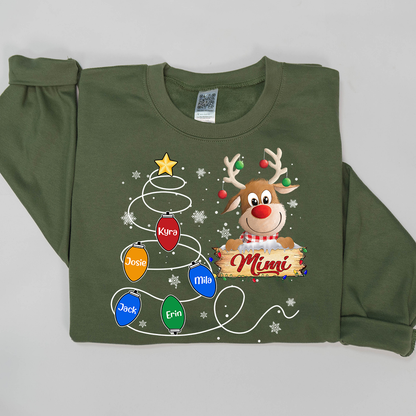 Mimi Reindeer And Grandkids Lights Christmas Sweatshirt