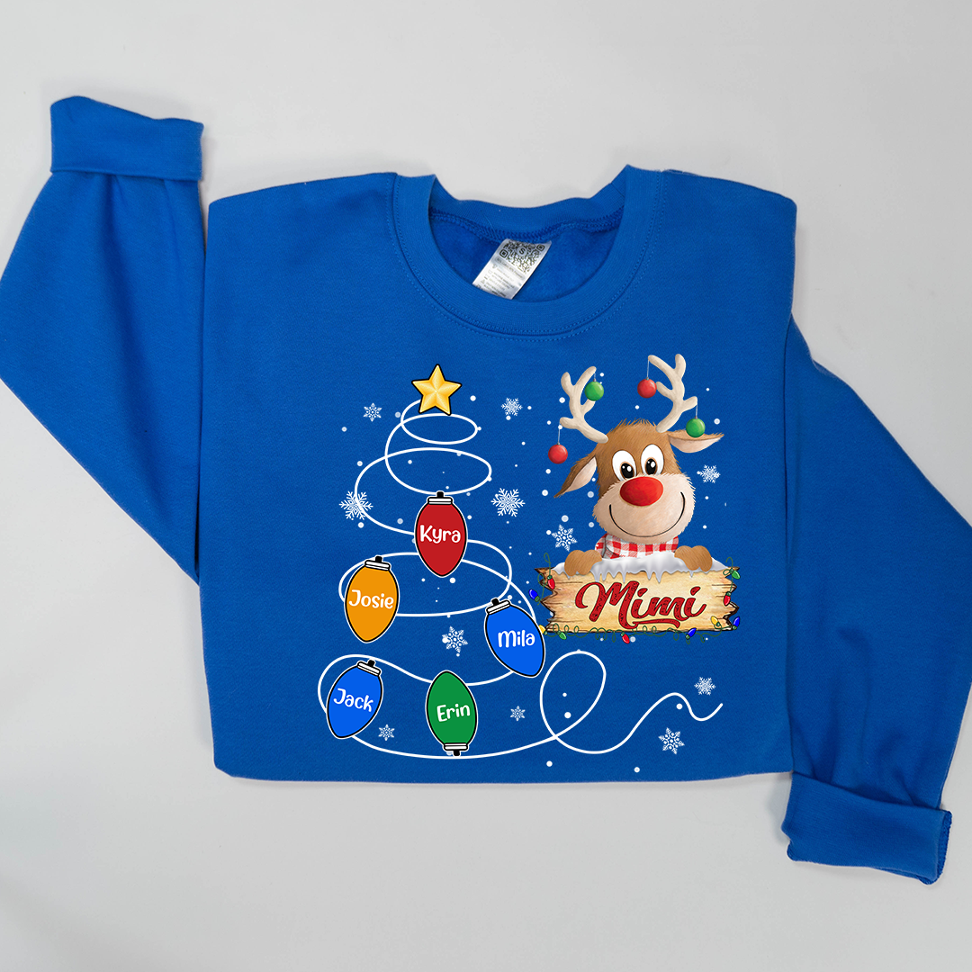 Mimi Reindeer And Grandkids Lights Christmas Sweatshirt