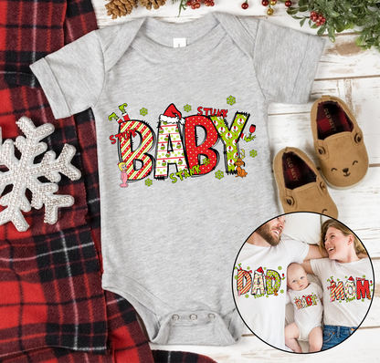 Family outfit matching set mom dad,Custom Nickname Family, Merry Christmas 2024 T-Shirt