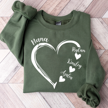 Godmerch Grandma and Grandkids, Forever In Grandma's Heart - Family Personalized Custom Unisex T-shirt, Hoodie, Sweatshirt