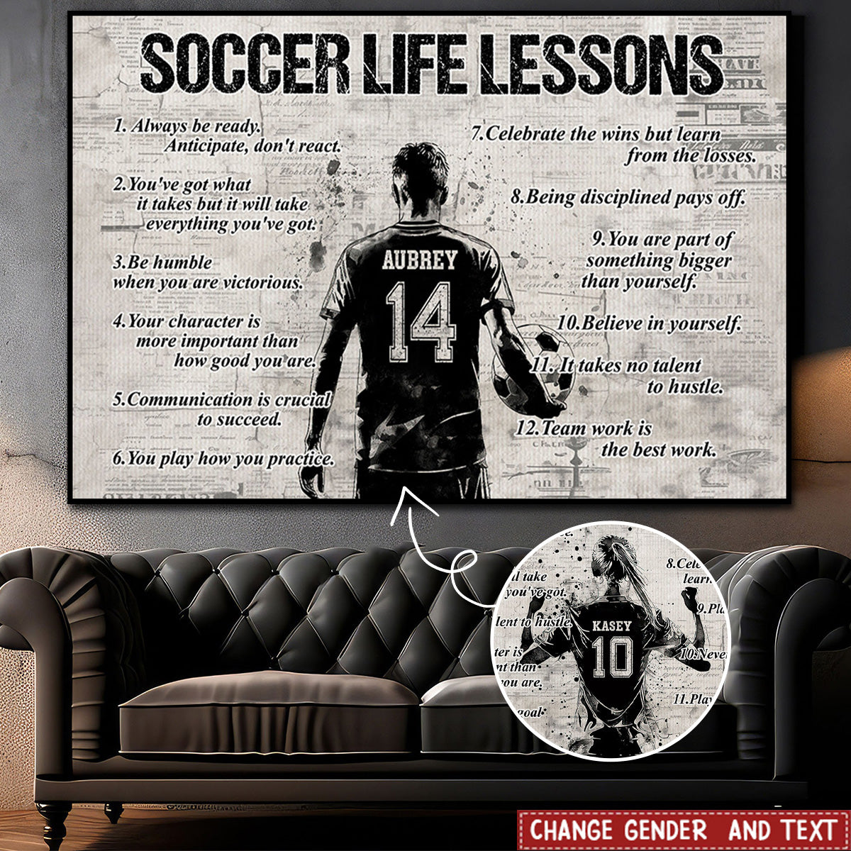 Personalized Soccer Life Lessons Poster- Gift For Soccer Lovers