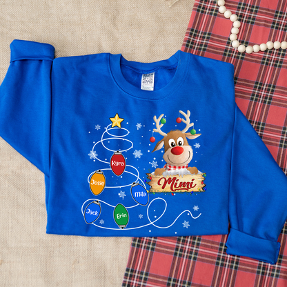 Mimi Reindeer And Grandkids Lights Christmas Sweatshirt