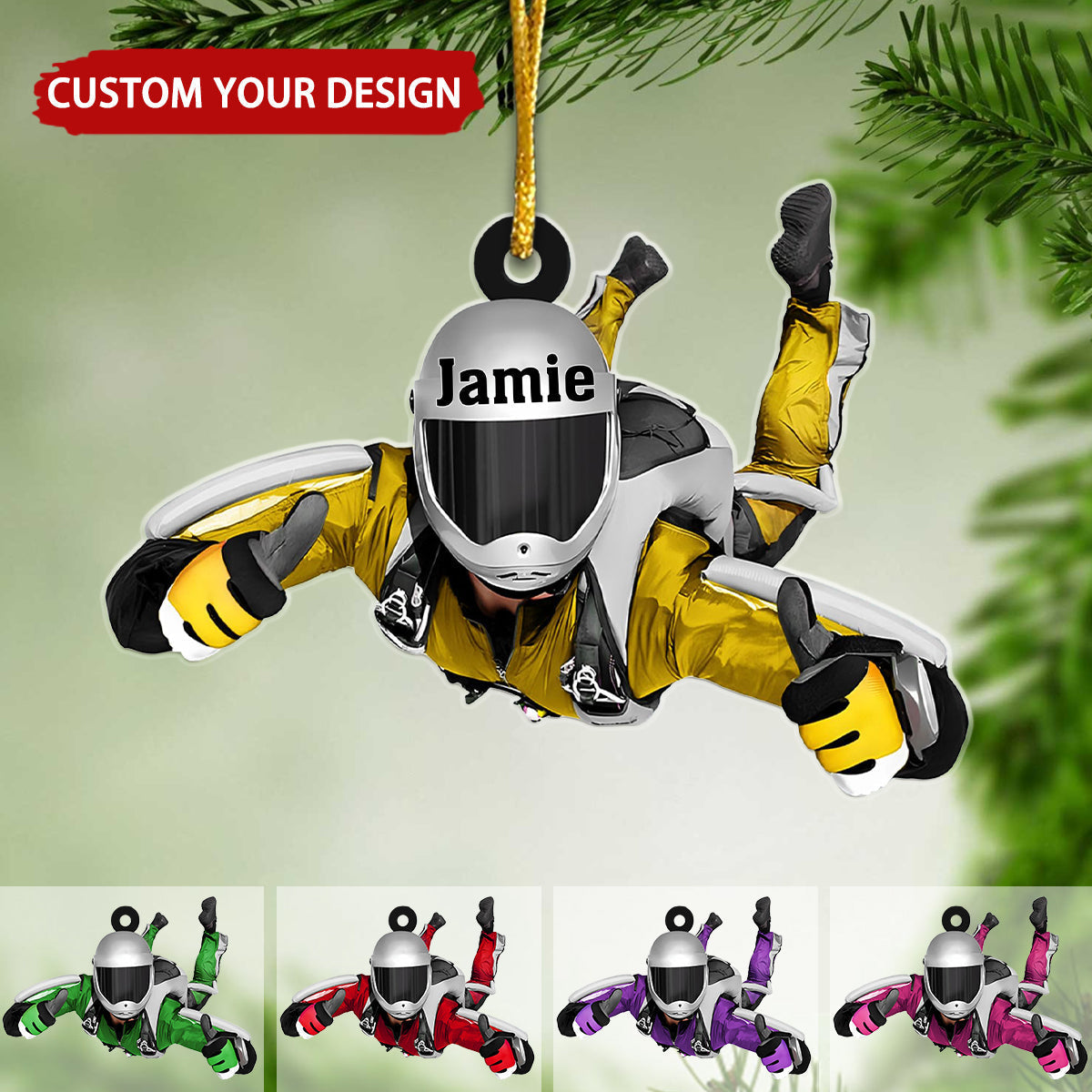 Parachuter Personalized Christmas Ornament, Gift For Extreme Sports Lover