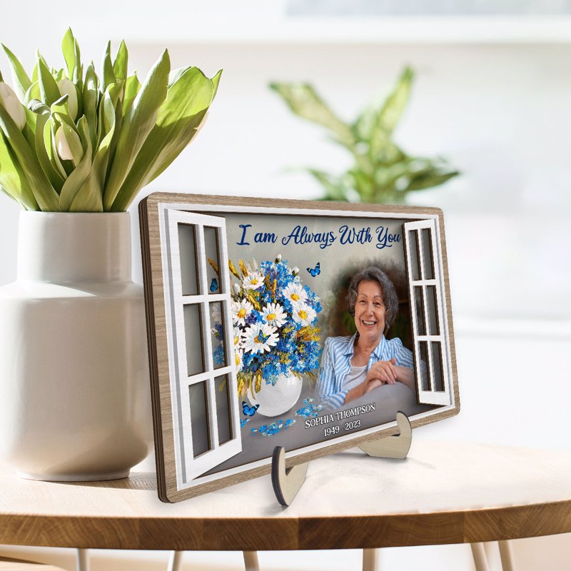 Flower Vase Memorial Personalized 2-Layer Wooden Plaque