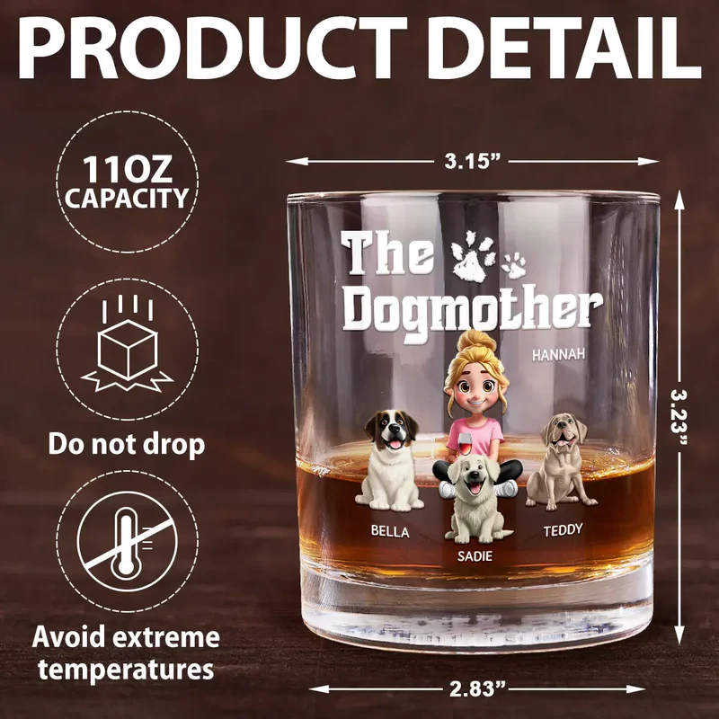 The Dogfather 3D Effect - Personalized Whiskey Glass