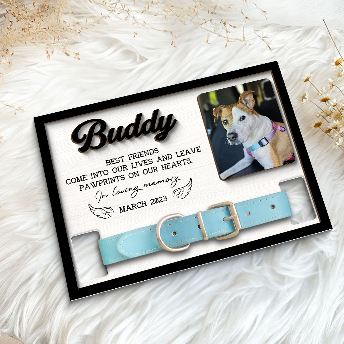 Pet Loss Dog Cat Photo Memorial Remembrance Gift Pet Collar Keepsake Personalized Wooden Pet Collar Holder