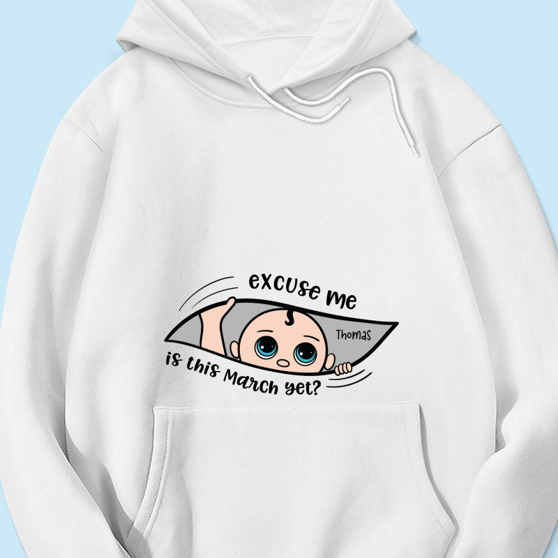 Personalized Maternity Shirt, Excuse Me Is It Yet, Pregnancy Announcement, Expecting Parents