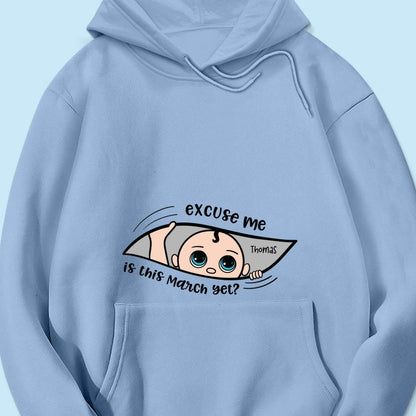 Personalized Maternity Shirt, Excuse Me Is It Yet, Pregnancy Announcement, Expecting Parents