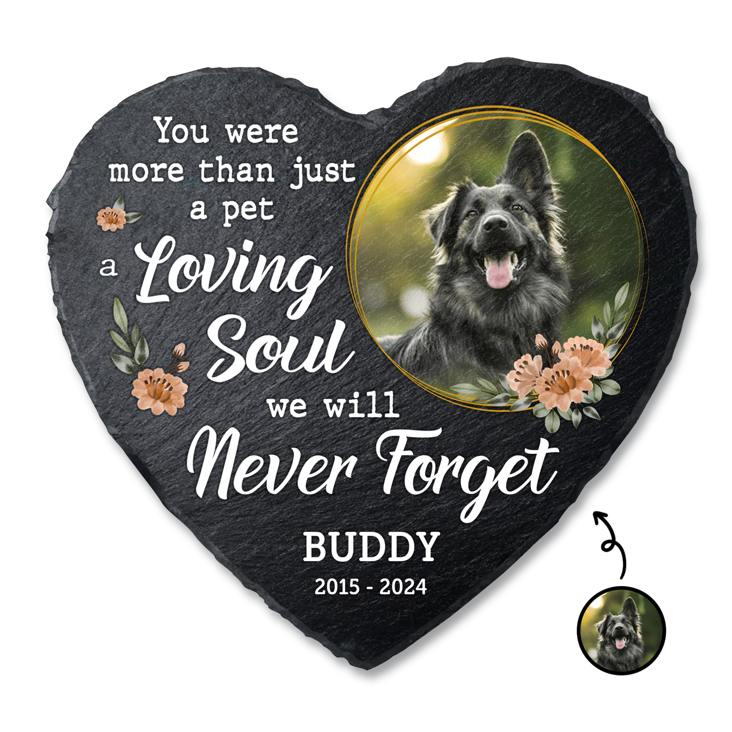 Custom Photo Dog Cat You Were More Than Just A Pet - Personalized Heart Memorial Garden Stone