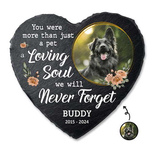 Custom Photo Dog Cat You Were More Than Just A Pet - Personalized Heart Memorial Garden Stone