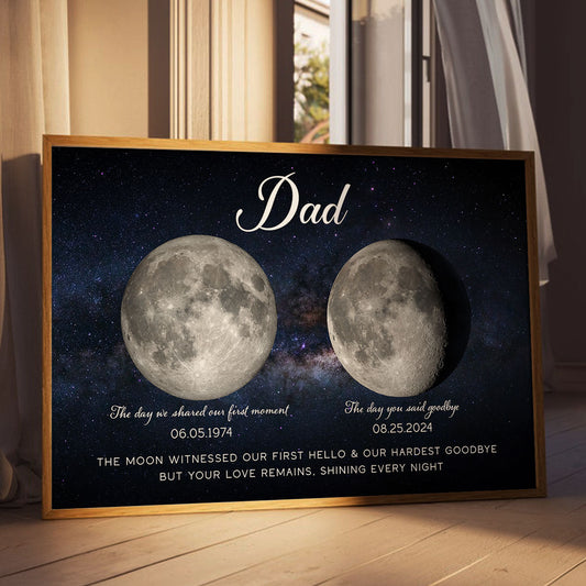 The Moon Witnessed Our First Hello And Our Hardest Goodbye Memorial Moon Phase Personalized Poster