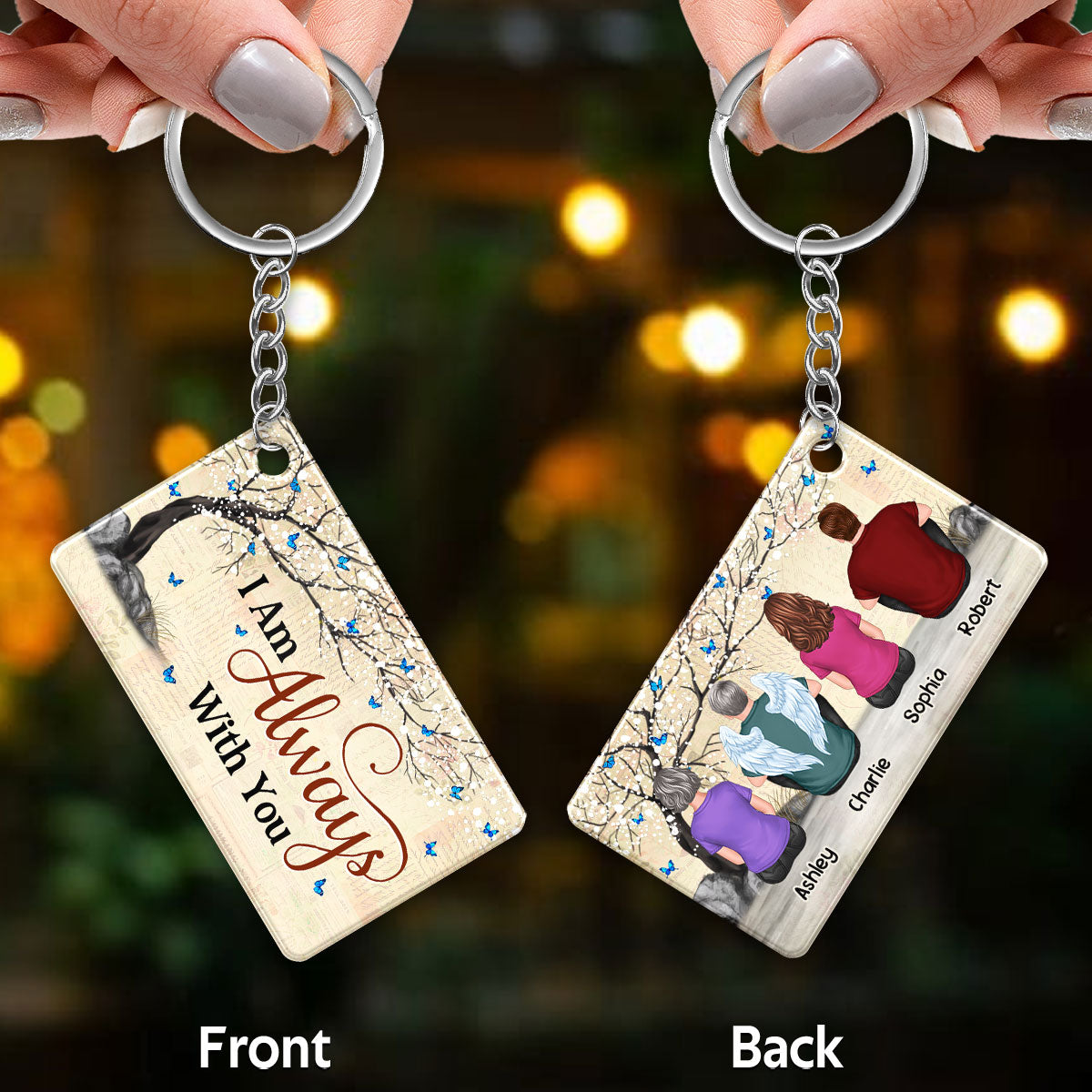 Cardinal Blossom Tree Old Paper Family Memorial Remembrance Sympathy Keepsake Personalized Acrylic Keychain