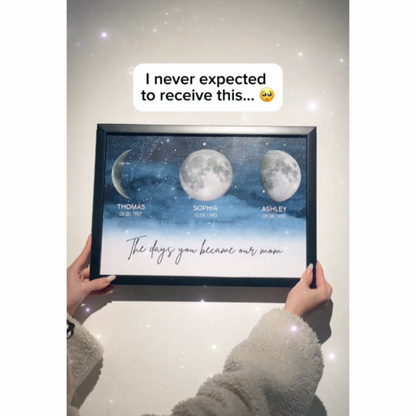 Starry Night The Day You Became Mom Custom Birth Moon Phase Personalized Poster, Heartfelt 2025 Mother's Day Gift For Mom