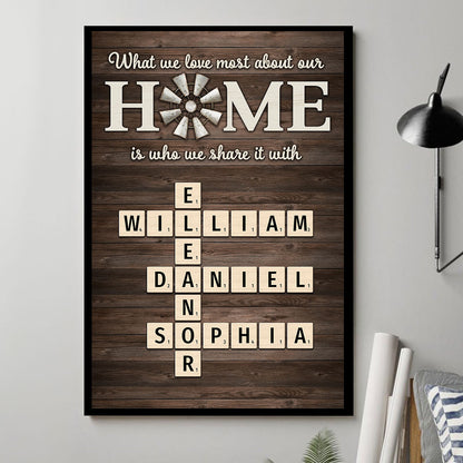 Home Is Who We Share Love With Crosswords Puzzle Art Personalized Poster