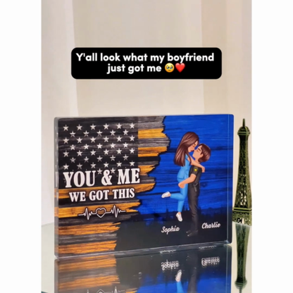 Hero Couple Half Flag Gifts by Occupation Gift For Her Gift For Him Firefighter, Nurse, Police Officer Personalized Acrylic Block Plaque, Anniversary Gift for Couple, Dad Mom