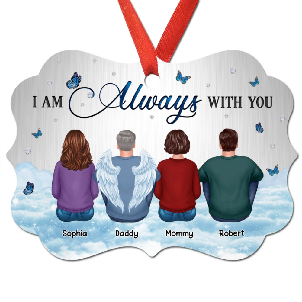 Family Memorial Sitting Sky Metal Background Personalized Christmas Ornament