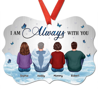 Family Memorial Sitting Sky Metal Background Personalized Christmas Ornament