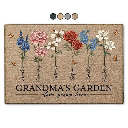 Grandma's Garden Birth Flowers - Personalized Doormat