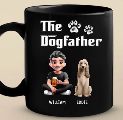 The Dogfather - Dog Personalized Custom Black Mug - Father's Day, Gift For Dad, Pet Owners, Pet Lovers
