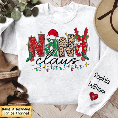 Grandma's Love Fills Christmas With Joy - Family Personalized Unisex Sweatshirt With Design On Sleeve