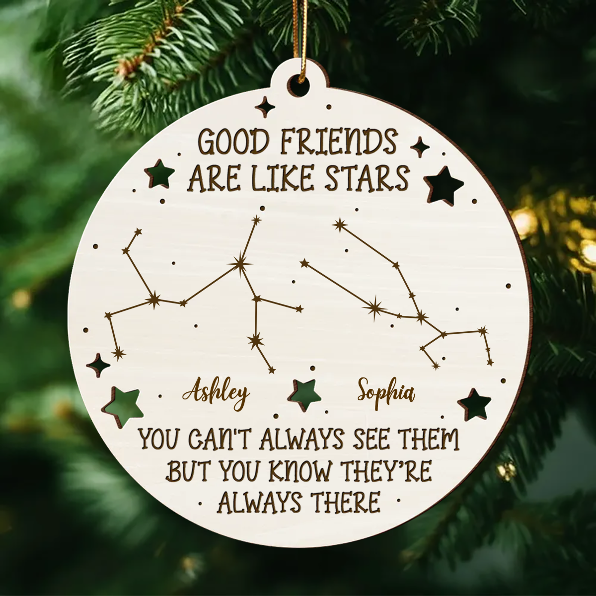 Friends Are Like Stars Zodiac Sign Personalized Wooden Ornament