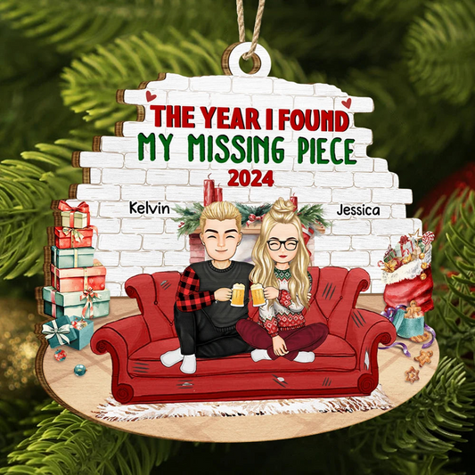 The Year I Found My Missing Piece - Personalized Custom Shaped Wooden Ornament