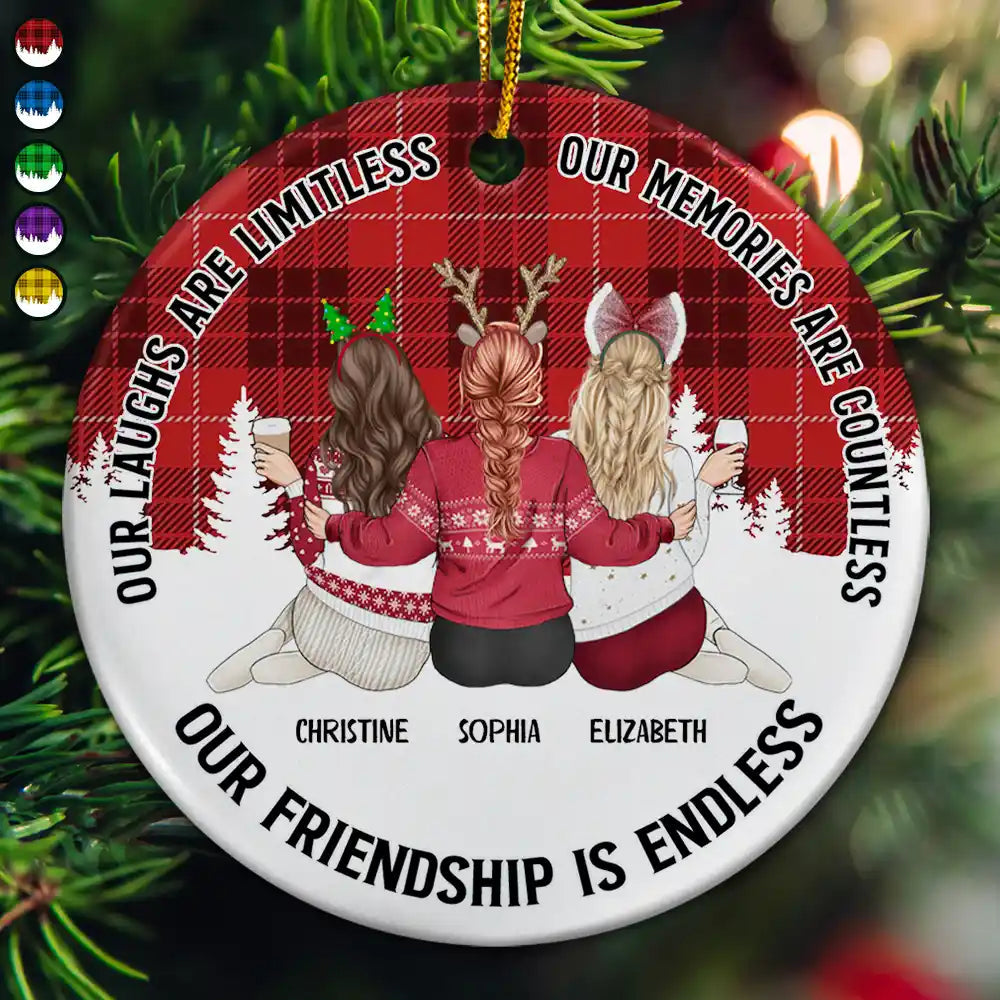 Our Friendship Is Endless - Personalized Circle Acrylic Ornament