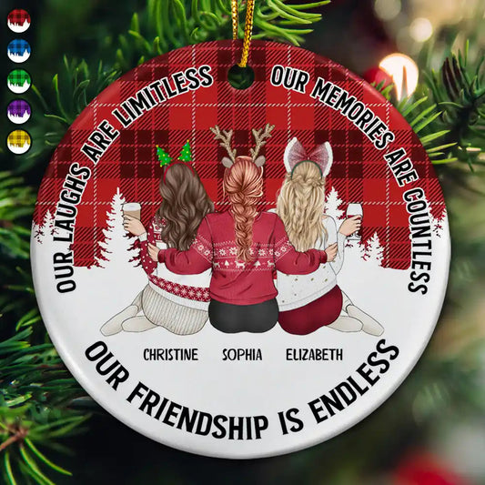 Our Friendship Is Endless - Personalized Circle Acrylic Ornament