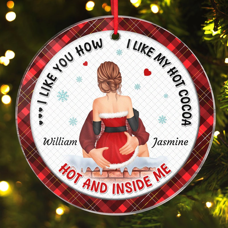 Love You Like Hot Cocoa - Customized Personalized Acrylic Ornament - Christmas Gift For Couple Husband Wife