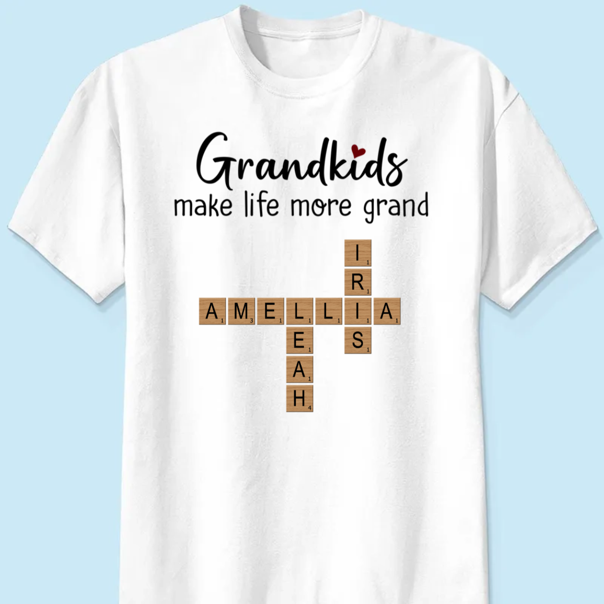 Grandkids Make Life Grand Heart Crossword Puzzle Personalized Shirt