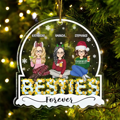 Besties Forever Yellow Rose Christmas - Personalized Custom Shaped Acrylic Ornament