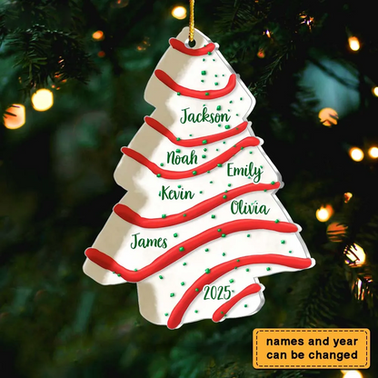 Personalized Merry Christmas To My Family - Family Tree Cake Ornament