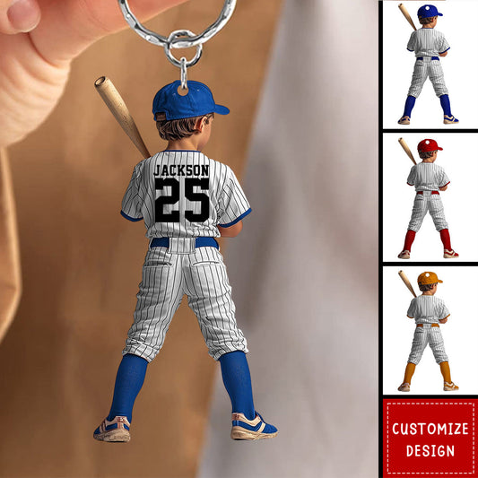 Personalized Kid Baseball Player Christmas Keychain-Gift For Baseball Lover-2024 New Release