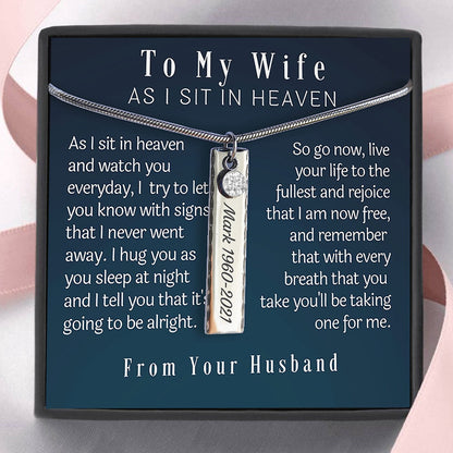 Personalized Memorial Necklace, Loss of Husband Gift for Wife