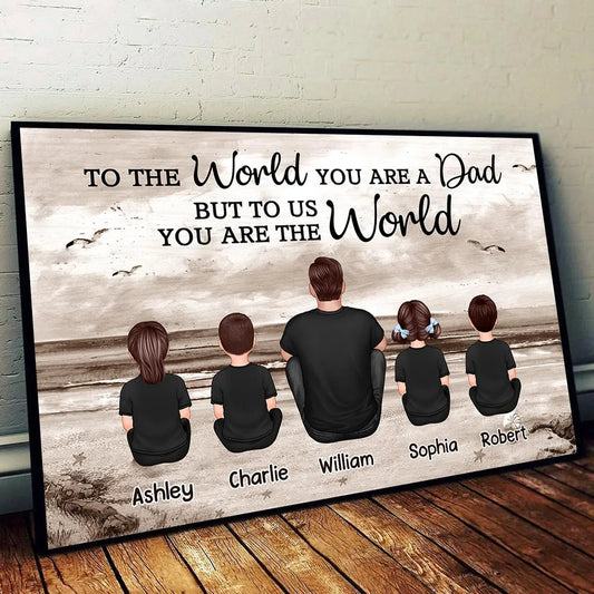 Dad And Sons Daughters Retro Vintage Beach Personalized Poster, Heartfelt Gift For Dad, For Husband