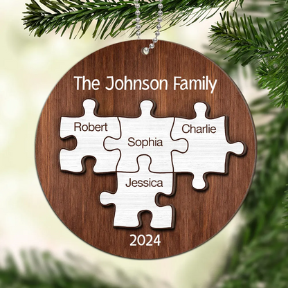 Pieces Of Our Family Christmas Keepsake Personalized Wooden Ornament