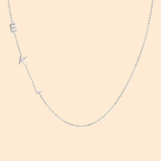 Personalised Sterling Silver Dainty Sideways Minimalist Necklace with Initial Name Birthday Anniversary Gift for Women Girlfriend Wife Mom Family