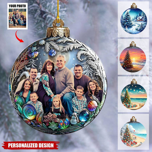 Custom Photo Christmas Good Cheer Is Found With Family - Family Personalized Custom Ornament