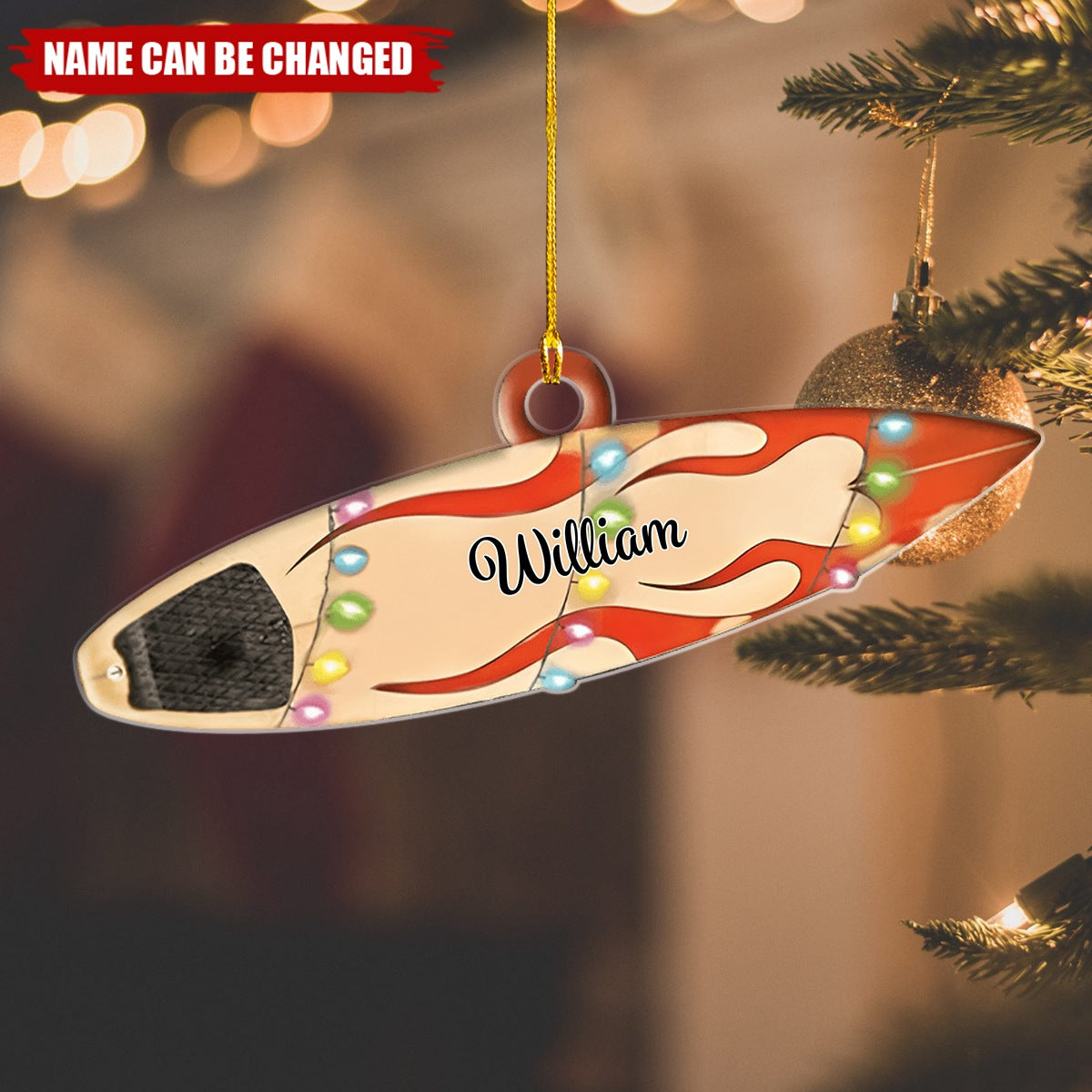 Personalized Surfboard Christmas Shaped Ornament – Surfing Player Gift