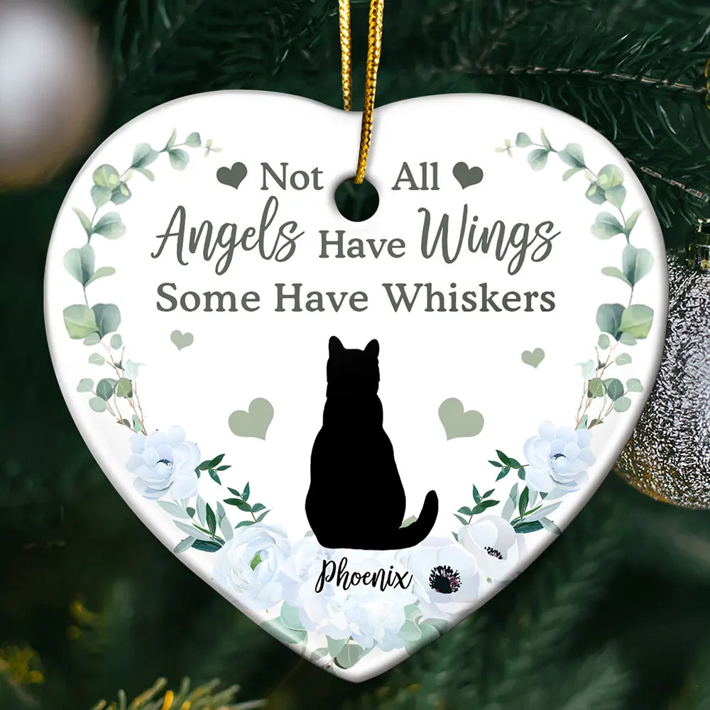 Memorial Not All Angels Have Wings Some Have Whiskers - Personalized Heart Acrylic Ornament