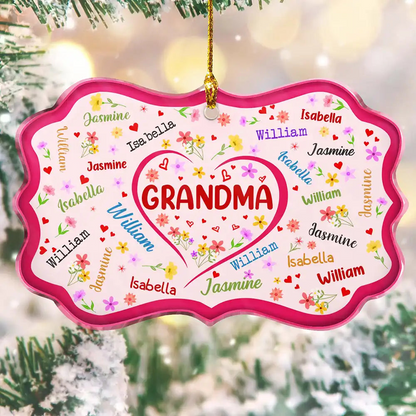 Blessed To Be Called Grandma Nana - Personalized Medallion Acrylic Ornament