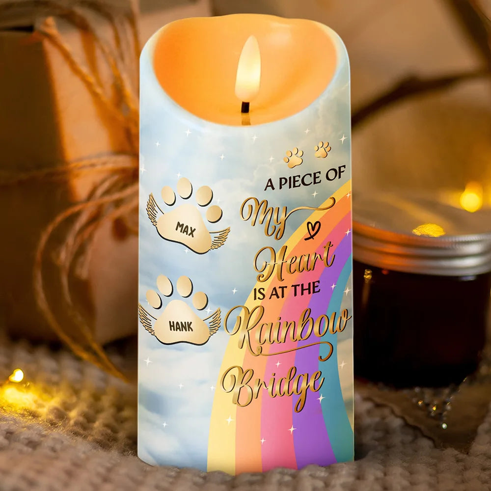 I Crossed The Rainbow Bridge Memorial Pet - Personalized Flameless LED Candle