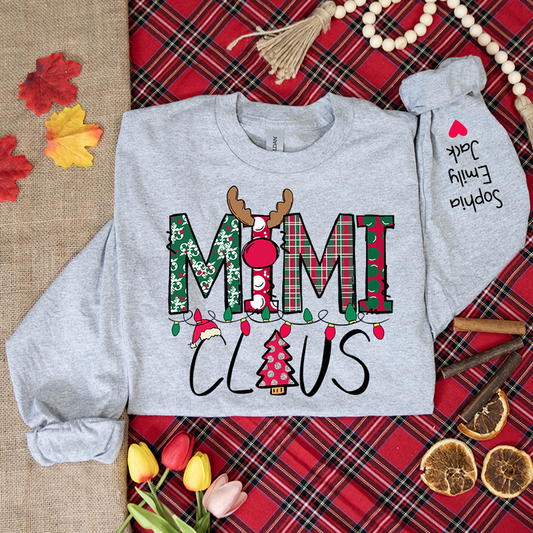 Personalized Mimi Claus Christmas With Grandkids Longsleeve