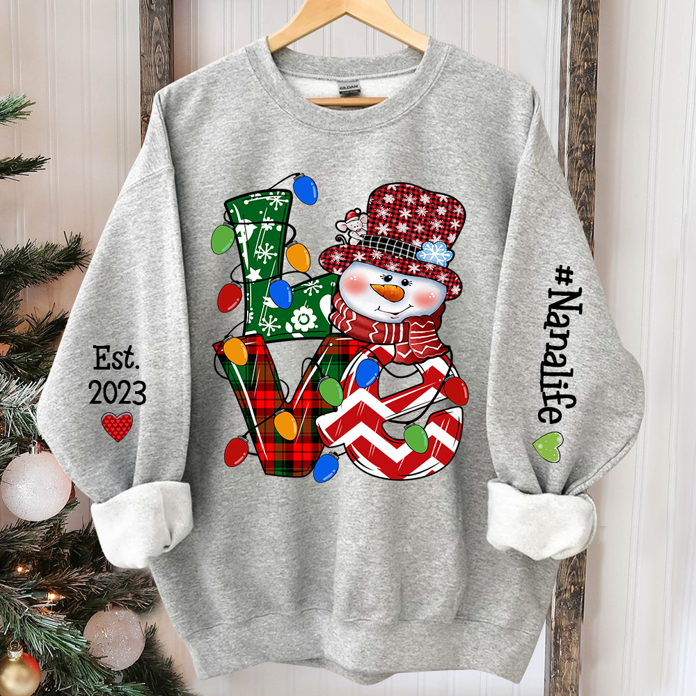 Love Nana Life Snowman Christmas, Custom Nana And Kids, Grandma Gift TH Sweatshirt