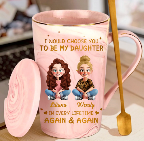 Custom Marble Mug - Personalized Birthday Gifts For Mom, Daughter - Mother Daughter Bond Shines Bright