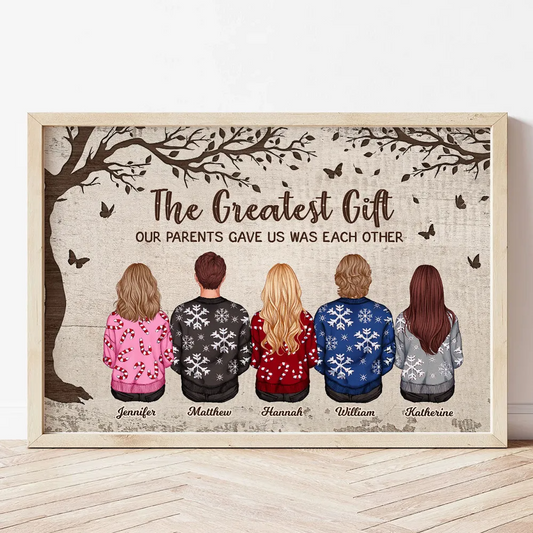 Personalized Siblings Christmas Poster, Personalized Brothers and Sisters Ornament, Siblings Gift