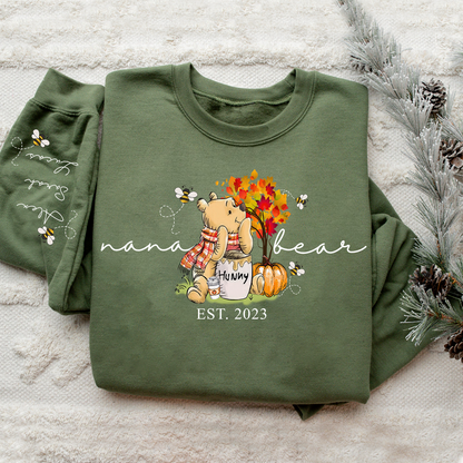 Custom Grandma Bear Autumn With Grandkids Sweatshirt