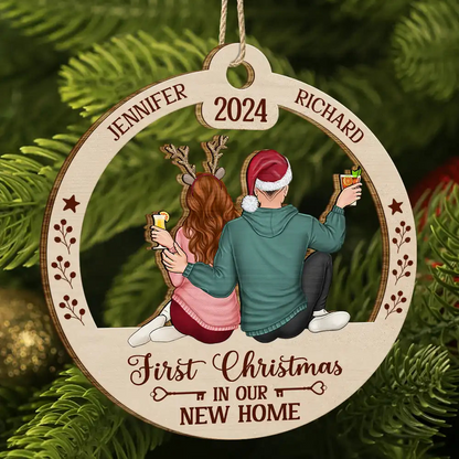 First Christmas In Our New Home - Personalized Wooden Cutout Ornament