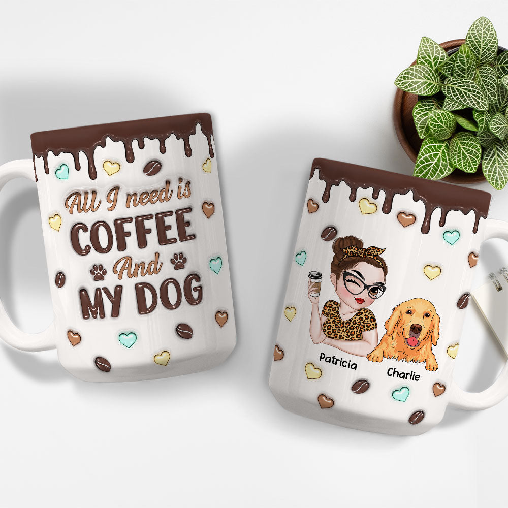 Coffee And Dog - Personalized Custom 3D Inflated Effect Mug