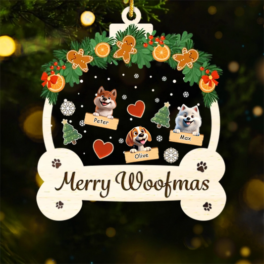Custom Acrylic Ornament - Personalized Christmas Birthday Gifts For Dog Lovers, Dog Dad And Mom - Woofing You A Merry Holiday